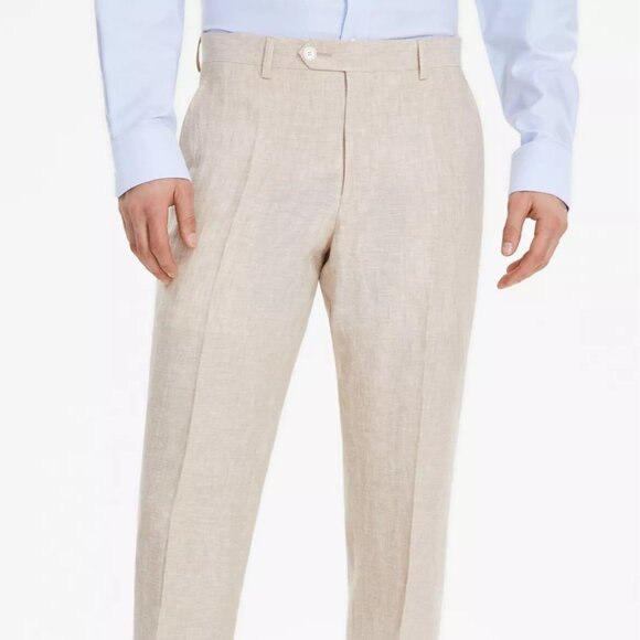 Tommy Hilfiger Mens Modern Fit Flat Front Pure Linen Pant Tan Size 33W x 32L NWT - Picture 3 of 5
